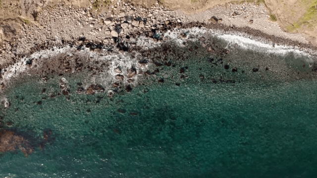 맑은 바다와 바위 해안선