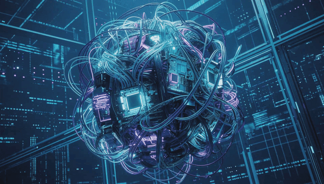 복잡한 회로와 전선의 네트워크