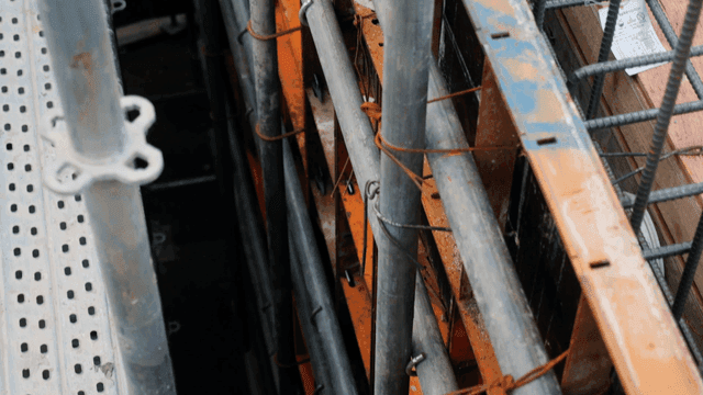 Rebar structure at a construction site