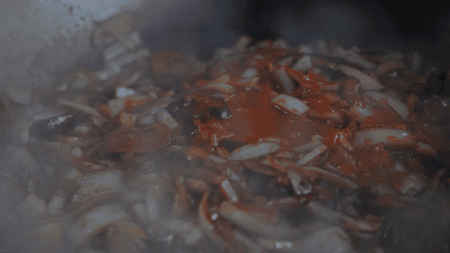 Ingredients being cooked in a pan