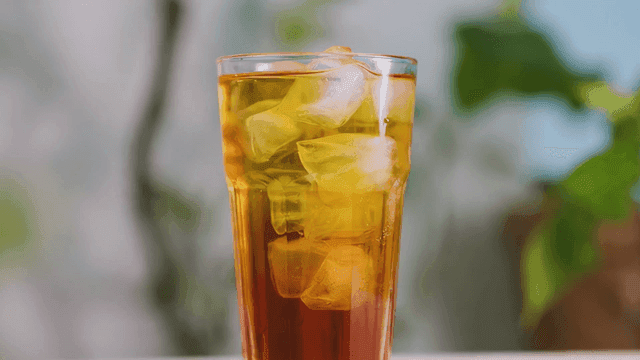 Glass of iced tea with ice