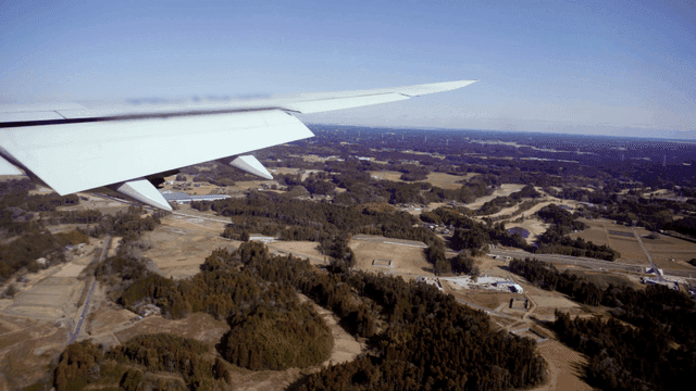 View of rural landscape from airplane