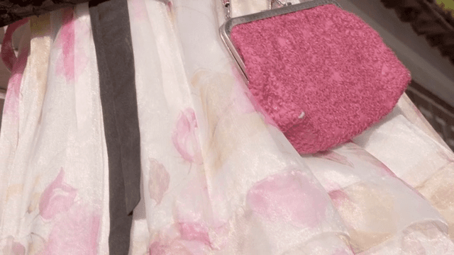 Traditional Korean hanbok with floral design