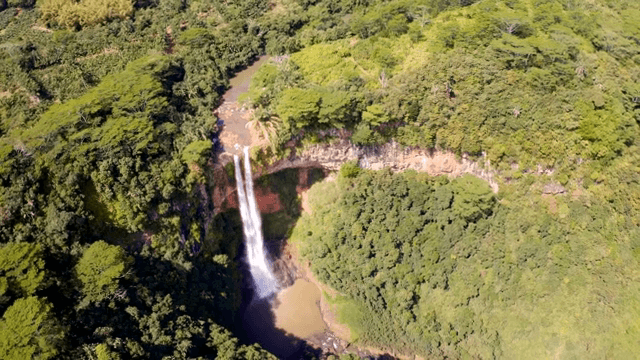 푸른 숲 속의 장엄한 폭포