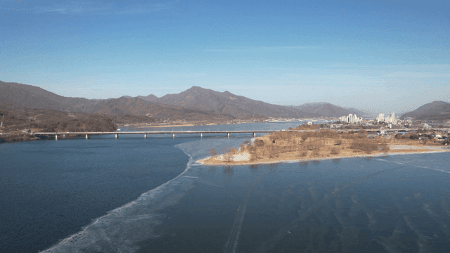 Wide river and bridge