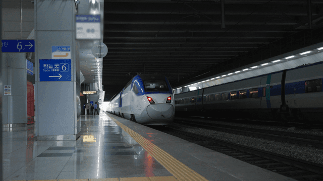 High-speed train on station platform
