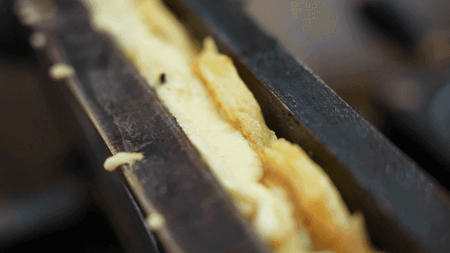 Cheese melting in a hot pan