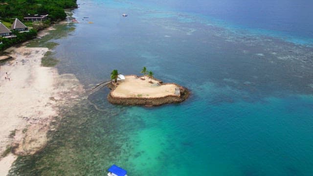 Small island near a tropical resort