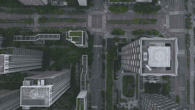 Aerial view of a modern cityscape