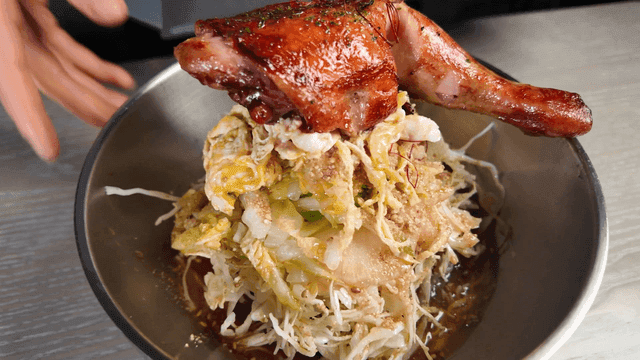 Grilled chicken leg bibim guksu