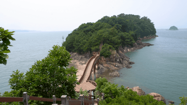 푸른 섬으로 이어지는 경치 좋은 산책로