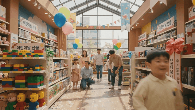 Toy store with family on Children's Day