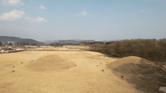 고분이 있는 넓은 풍경