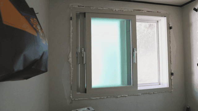 Newly installed window in a room