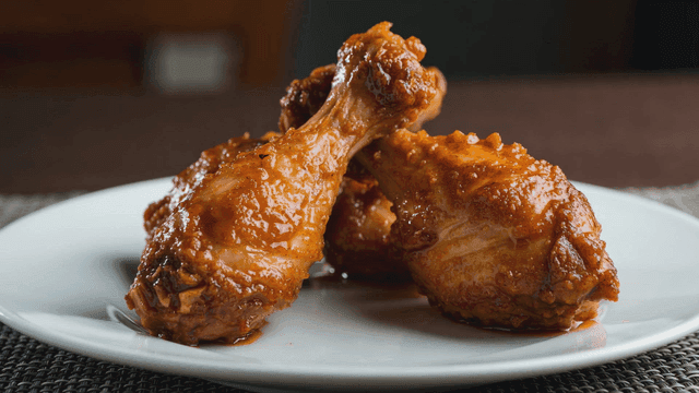 흰 접시에 담긴 바삭한 치킨