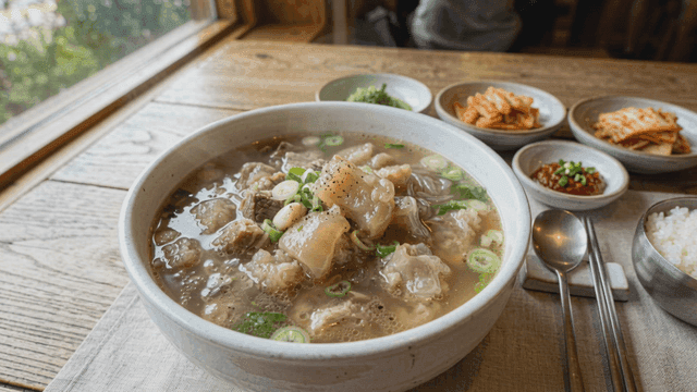 Warm bowl of ox knee soup