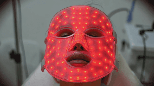 LED mask treatment in a beauty clinic