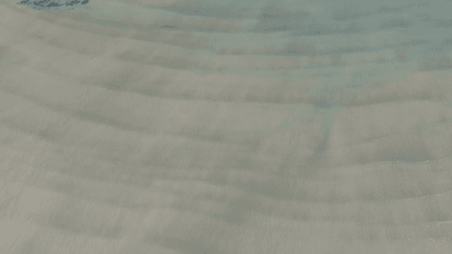 잔잔한 파도가 있는 고요한 해변