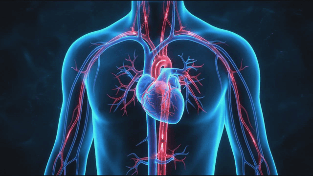 Human circulatory system with heart