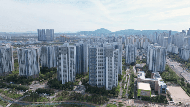 City view with tall buildings