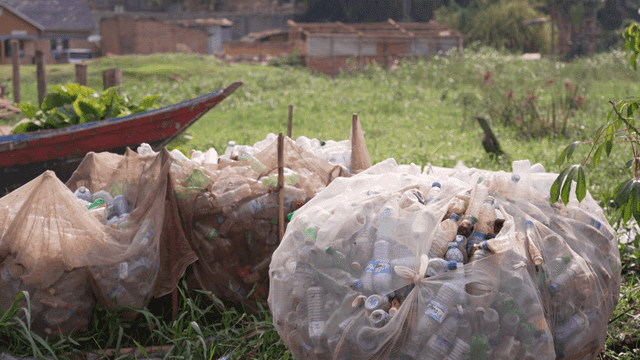 Pile of plastic bottles