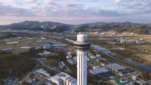 Tall observation tower in a rural area