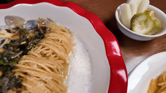 Clam Vongole Pasta and Pickles