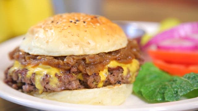 Hamburger with a juicy patty and cheese.