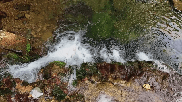 이끼 낀 바위를 흐르는 시냇물