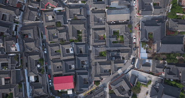 Hanok village with alleys and houses covered with tiles