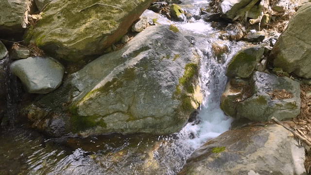 Small waterfall flowing over rocks