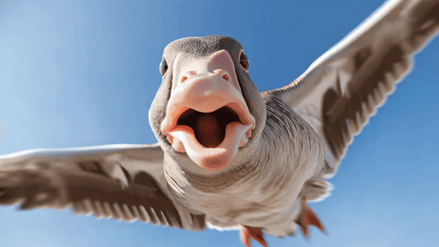 Goose flying in clear sky