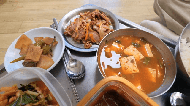 Traditional Korean meal with side dishes
