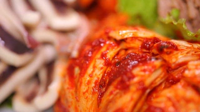 Close-up of spicy kimchi on a plate