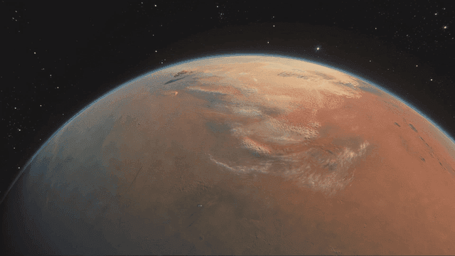 우주에서 본 붉은 화성의 표면