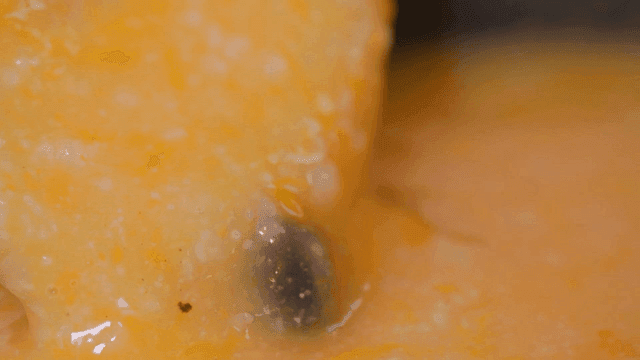 Bowl of steaming Korean pumpkin porridge