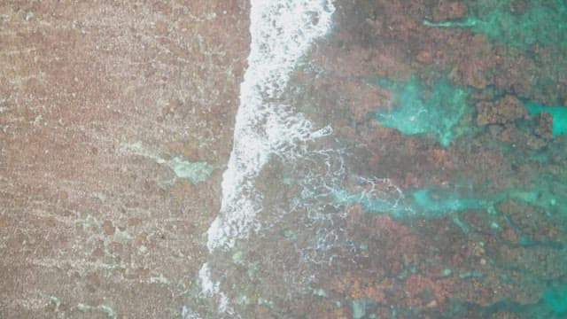 모래 해변에 부딪히는 파도