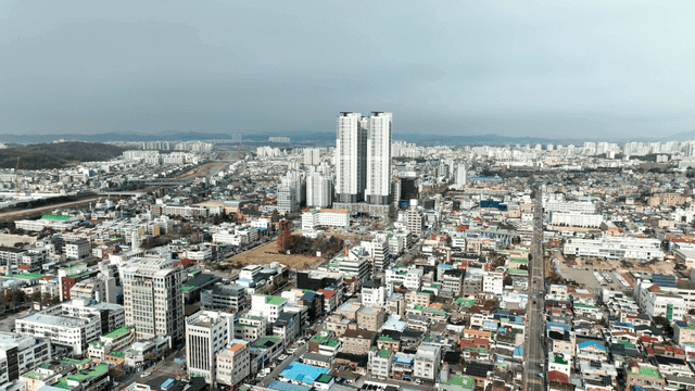 City view with high-rise buildings