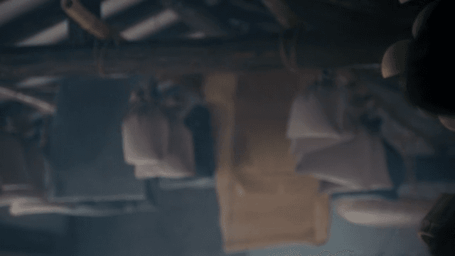 전통 건축 천장에 걸린 약재들