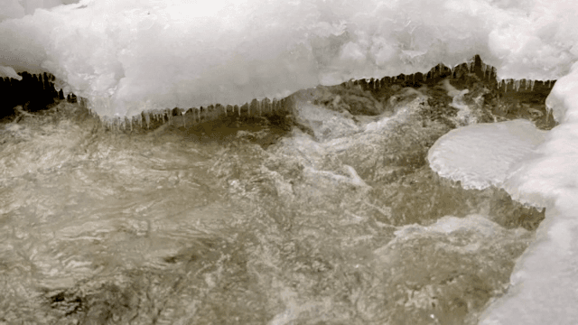 얼음 아래로 흐르는 강