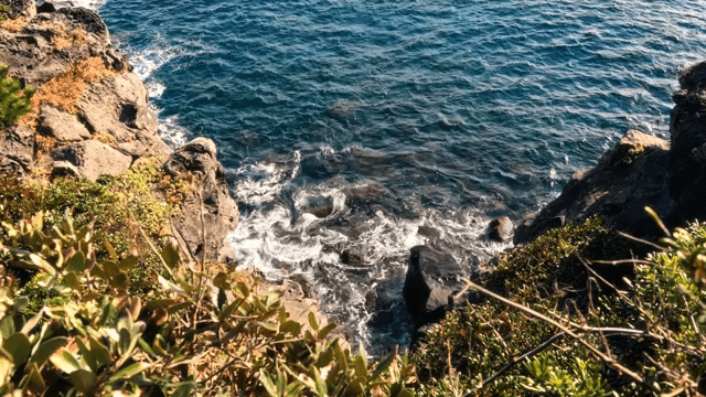 Rocky coastline with clear blue sea
