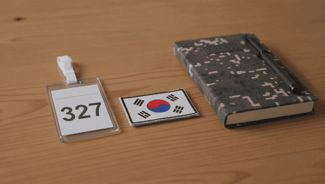 Korean flag patch and military notebook