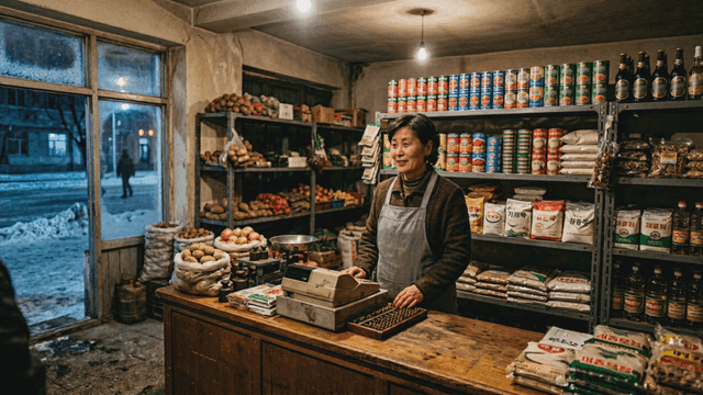 Small grocery store with country shop owner