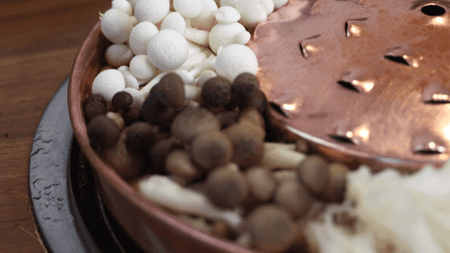Various mushrooms arranged on grill