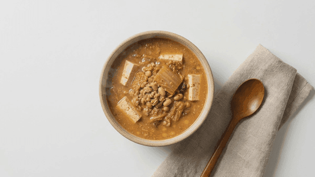 Bowl of Cheonggukjang stew with tofu