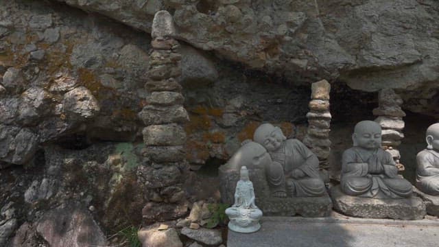 Serene Stone Buddha Statue at a Temple