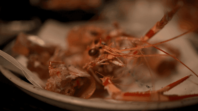 Cooked shrimp served on a plate