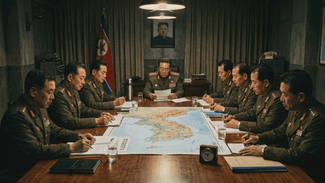 North Korean military commanders during strategic meeting