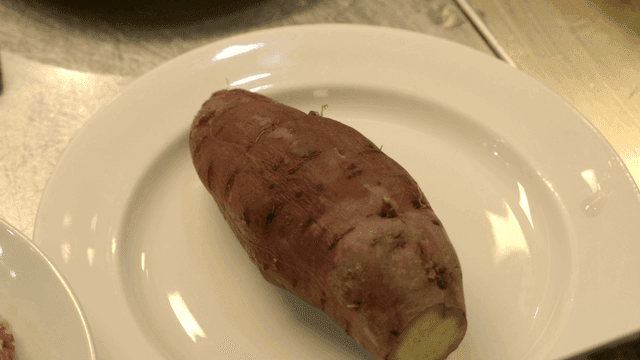 Sweet potato on a white plate