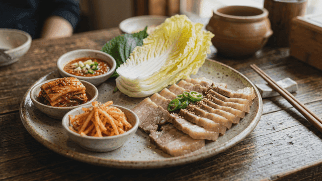 Traditional Korean food with Bossam.